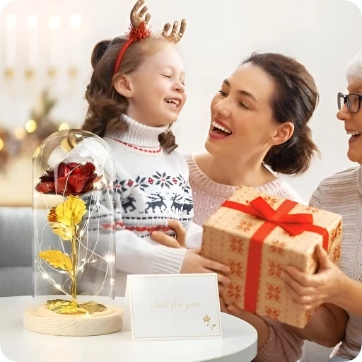 WIECZNA RÓŻA W SZKLE PREZENT ŚWIECĄCA LED PREZENT NA ŚWIĘTA DLA ŻONY