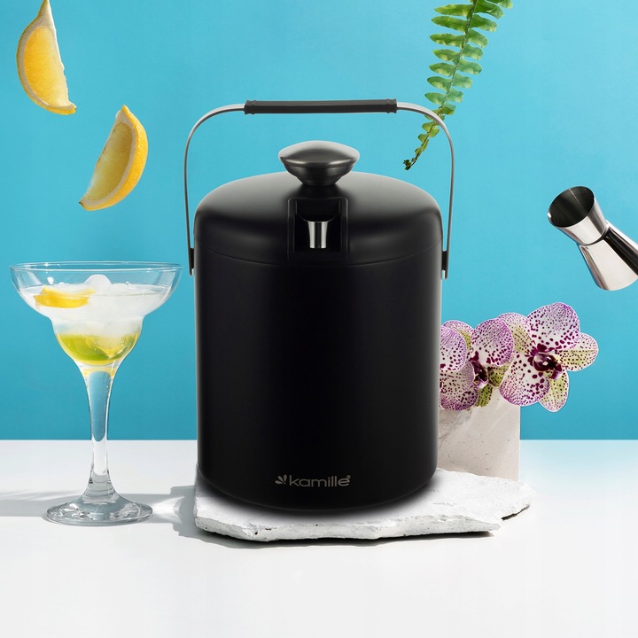 WIADERKO do LODU COOLER pojemnik TERMICZNY do chłodzenia CZARNY + szczypce