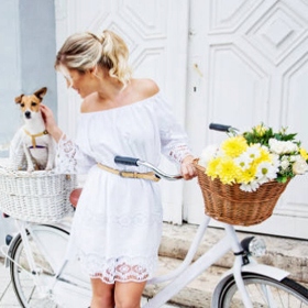 KOSZYK WIKLINOWY ROWEROWY NA ZAKUPY ROWER KIEROWNICE POJEMNY Z WKŁADEM