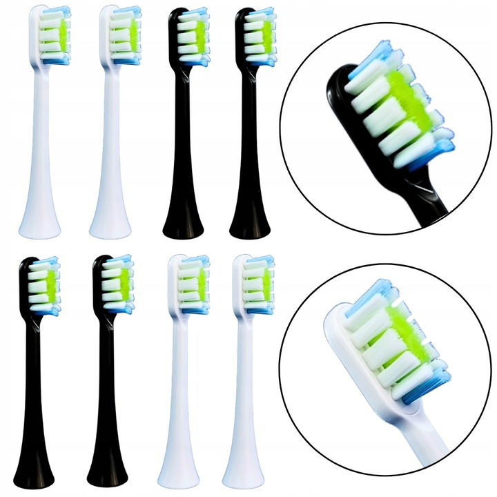 8x Końcówki Przeznaczone do OROMED Oro-Sonic Brush zamienniki białe czarne