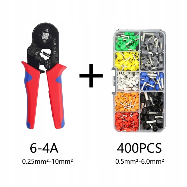 HSC8 6-4A 23-7AWG 0.25-10mm Zestaw szczypiec do zaciskania 400 SZTUK