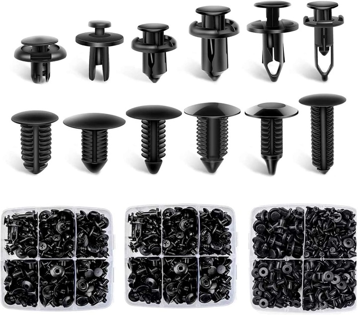 KLIPSY KOŁKI DO AUTA TAPICERKI ZESTAW 680 SPINEK SAMOCHODOWYCH ORGANIZER