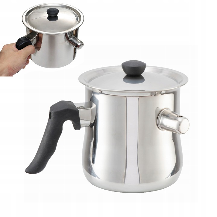 GARNEK DO MLEKA 2L Z GWIZDKIEM GAZ INDUKCJA STALOWY DO GOTOWANIA MLEKA HIT