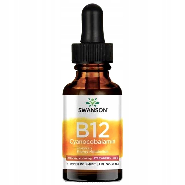 SWANSON WITAMINA B12 w płynie UKŁAD NERWOWY Stres PAMIĘĆ koncentracja 59ml