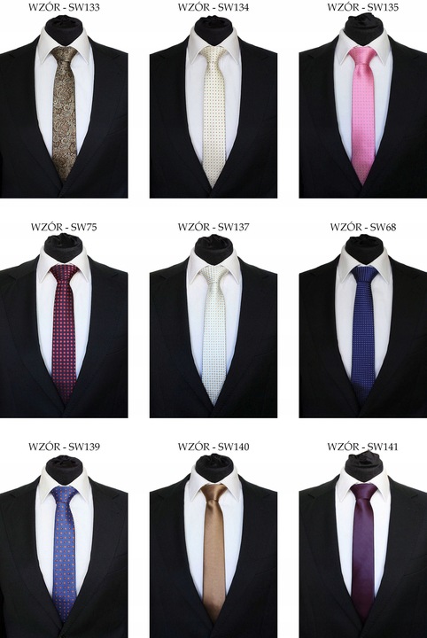 KRAWAT ŚLEDŹ ŚLEDZIK WĄSKI 6 cm - DUŻO WZORÓW