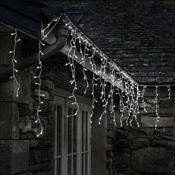 LAMPKI 300 LED SOPLE efekt flasch 14m ŚWIĘTA ZEWNĘTRZNE BIAŁE ZIMNE IP44