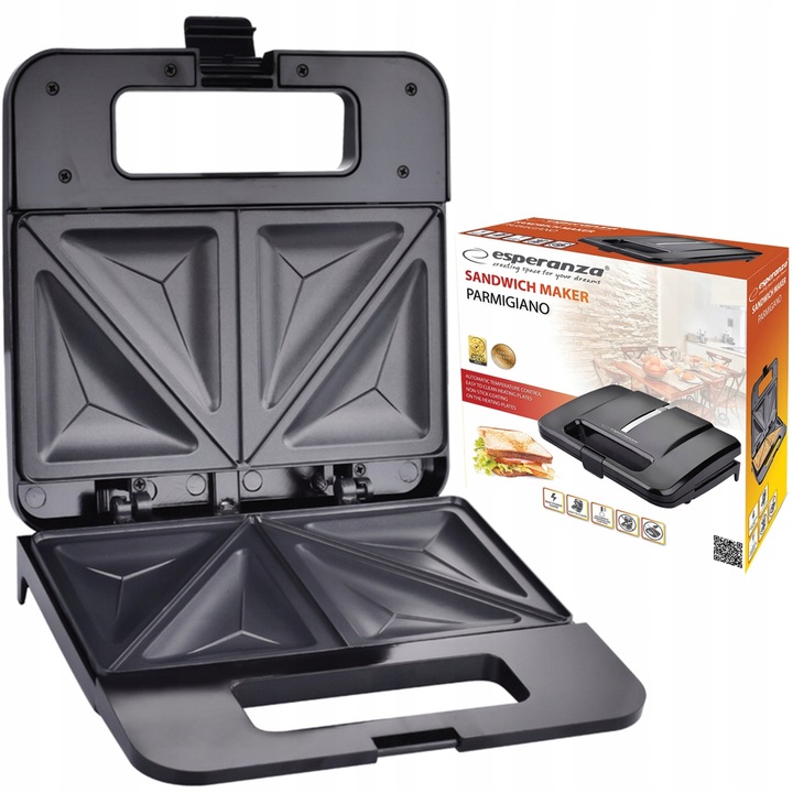 Opiekacz do kanapek Esperanza Parmigiano czarny 1000W