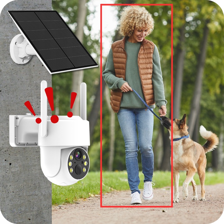 SOLARNA KAMERA WIFI 4MPX SMART ZEWNĘTRZNA OBROTOWA IP BEZPRZEWODOWA ALARM