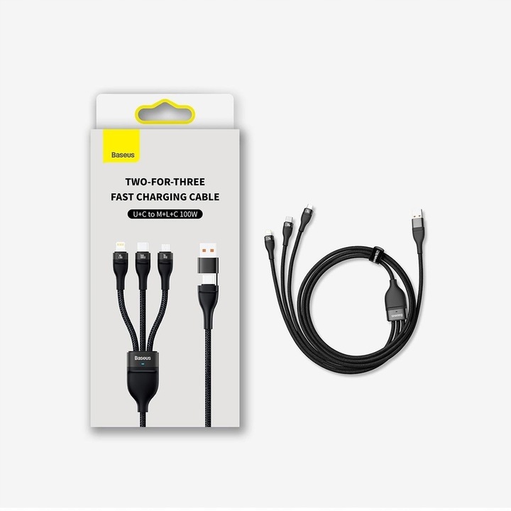 Kabel USB-USB Typ C - Micro USB-USB Typ-C-Lightning BASEUS 3w1 100W 1.2 m