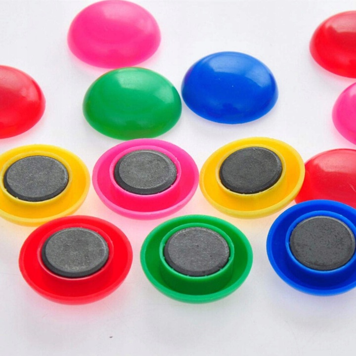 Magnesy na lodówkę do tablic okrągłe mix kolorów 30 mm 40 sztuk