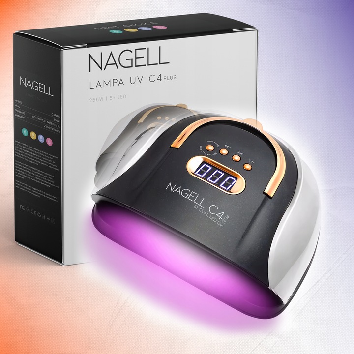 LAMPA DO PAZNOKCI UV DUAL LED 256W DO HYBRYD ŻEL SUN C4 PLUS MOCNA MANICURE