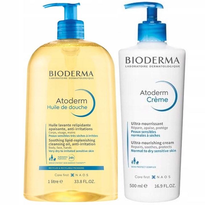 Zestaw Bioderma Atoderm Creme Ultra 500 ml + Olejek Nawilżający Huile 1L