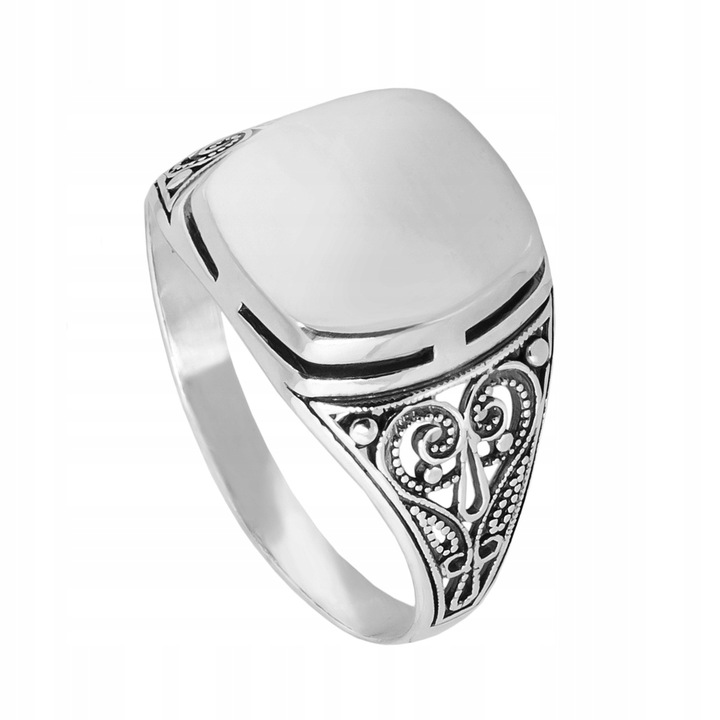 Sygnet męski srebrny pr. 925 Ażurowy Pierścień Polerowany + GRAWER| r. 22