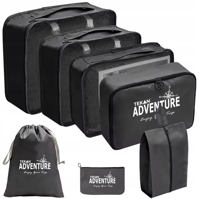 ORGANIZER PODRÓŻNY DO WALIZKI TORBY SZAFY ZESTAW 7 SZT UBRANIA I BUTY TEKAN