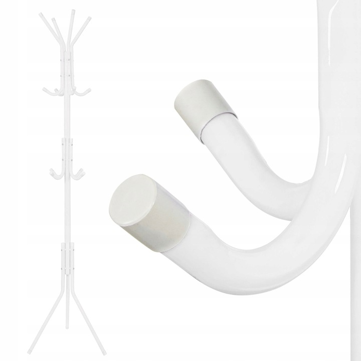 WIESZAK PODŁOGOWY STOJĄCY NA UBRANIA STOJAK METALOWY STABILNY BIALY