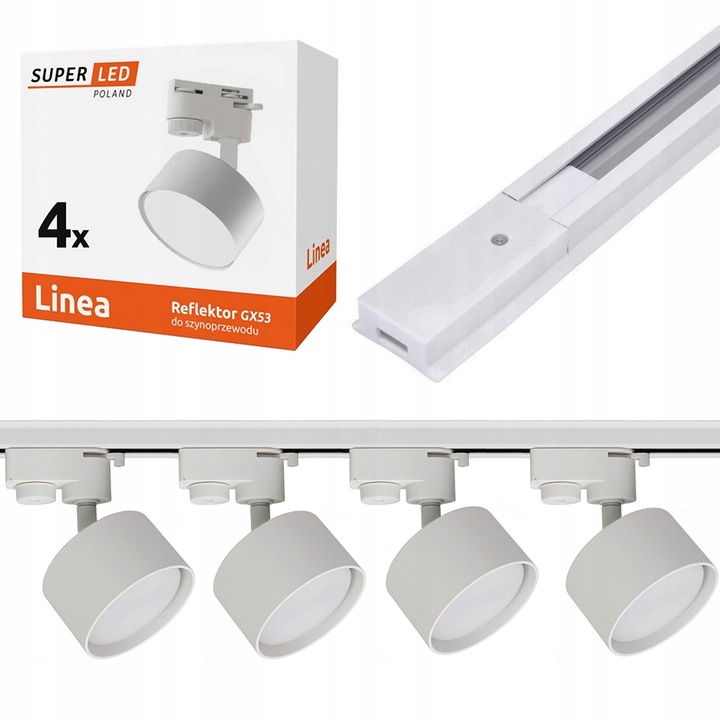 Zestaw Szynoprzewód Szyna Oprawa 2m + 4x reflektor na żarówkę GX53