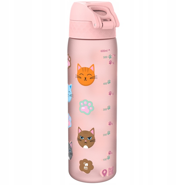 BUTELKA NA WODĘ BIDON DLA DZIEWCZYNKI DO SZKOŁY PRZEDSZKOLA KOTKI ION8 0,5L