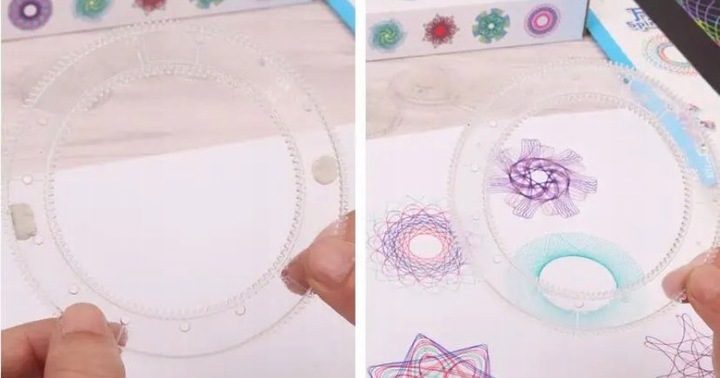 SPIROGRAF KREATYWNY ZESTAW DO RYSOWANIA WZORÓW XXL SZABLONY PISAKI KARTKI