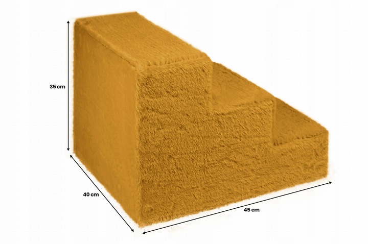 Schodki dla psa 3-stopnie tapicerowane żółte podest dla psa do kanapy