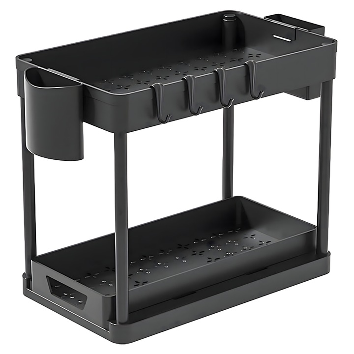 Dwupoziomowa Półka Regał Stojak Mocna pod Zlew Wysuwana do Kuchni