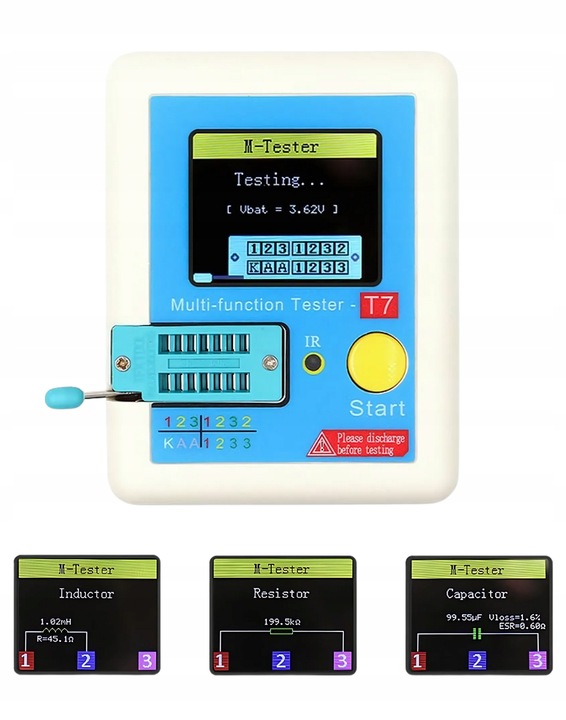 Multimetr TESTER TRANZYSTORÓW CEWEK DIÓD KONDENSATORÓW LCR-T7 MIERNIK