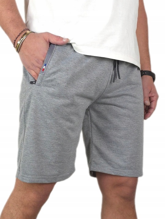 SPODENKI KRÓTKIE męskie DRESOWE z KIESZENIAMI na ZAMEK dresy szorty FR, M