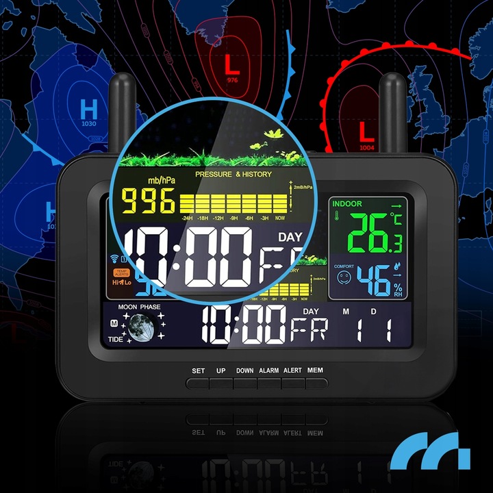 BEZPRZEWODOWA STACJA POGODOWA CZUJNIK POGODY TERMOMETR BAROMETR