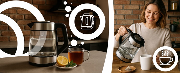 DUŻY CZAJNIK ELEKTRYCZNY 1,7L REGULACJA TEMPERATURY PODŚWIETLANY RGB