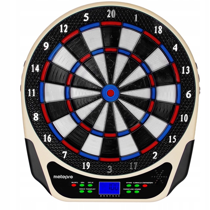 MatePro SOLIDNA ELEKTRONICZNA TARCZA TABLICA DO GRY W DART + RZUTKI LOTKI