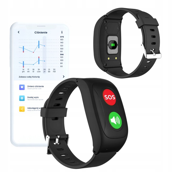 OPASKA DLA SENIORA LOKALIZATOR GPS CZUJNIK UPADKU TĘTNO PRZYCISK SOS