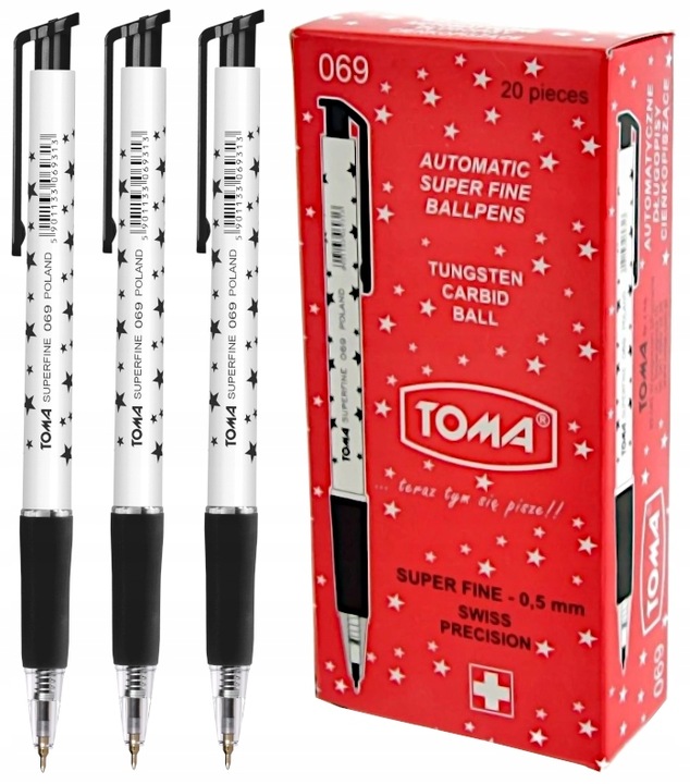 Długopis Automatyczny Toma Superfine 069 W Gwiazdki Czarny 20 Sztuk