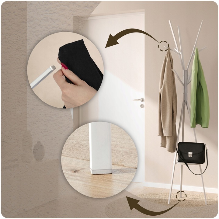 WIESZAK NA ODZIEŻ UBRANIA KURTKI STOJĄCY PODŁOGOWY PÓŁKA BIAŁY STOJAK