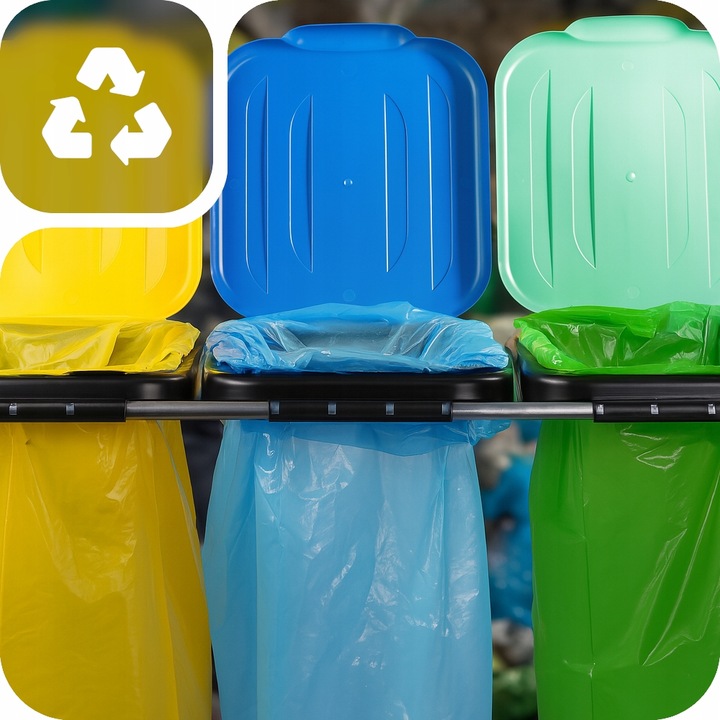 STOJAK METALOWY do Segregacji Śmieci Pojemnik KOSZ NA ODPADY na 3 WORKI