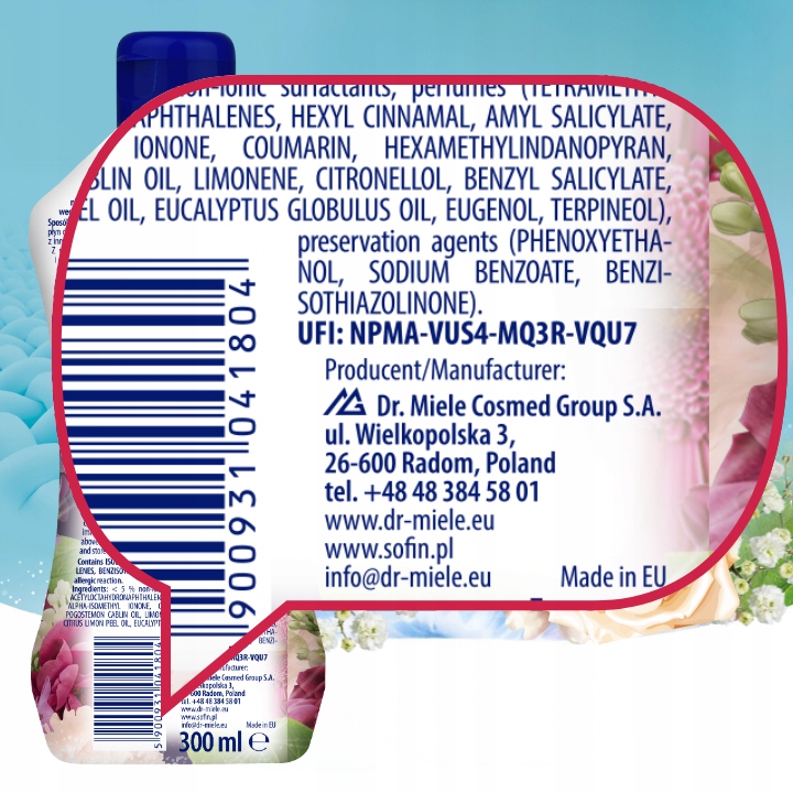 SOFIN Perfumy do Tkanin do Pralki Suszarki 5 x 300ml MIX 100 Prań