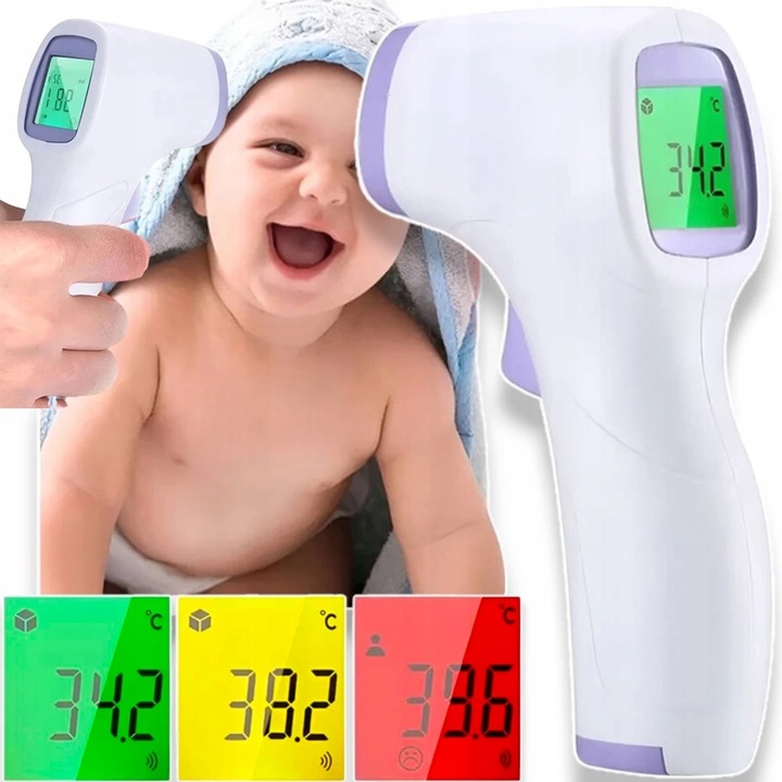 TERMOMETR BEZDOTYKOWY NA PODCZERWIEŃ LCD DLA DZIECI I DOROSŁYCH DOKŁADNY