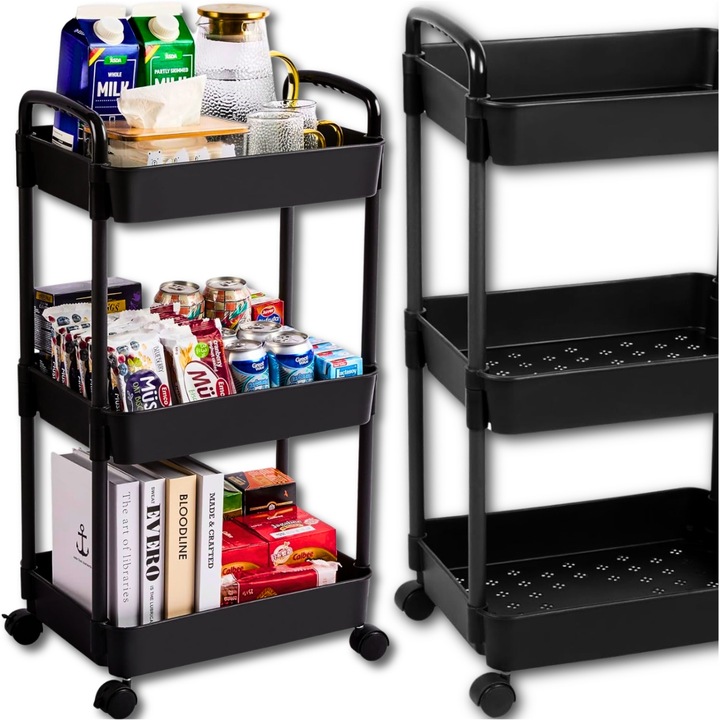 Wózek kuchenny STOLIK NA KÓŁKACH WÓZEK 3 POZIOMOWY BLOKADA KÓŁEK