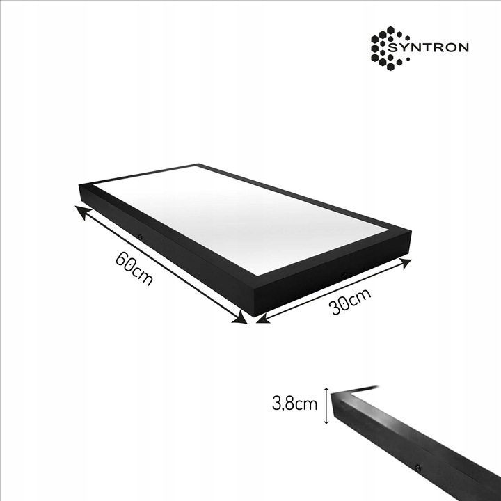 Panel LED 36W NATYNKOWY czarny 60x30cm Plafon