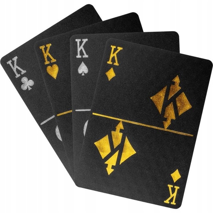 KARTY DO GRY 100% PLASTIK - CZARNE / SREBRNE POKER