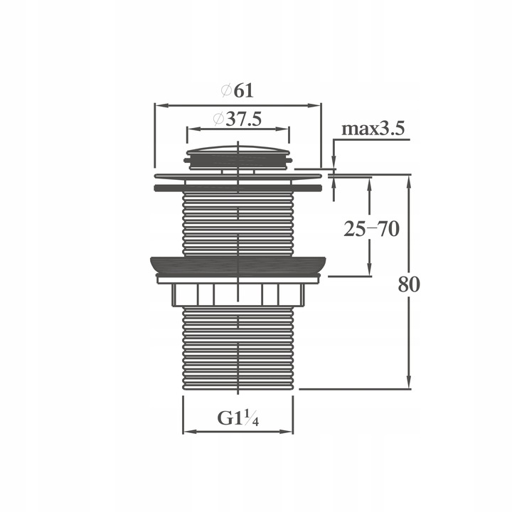 AQUAUNO KOREK DO UMYWALKI KLIK-KLAK MOSIĘŻNY CZARNY BEZ PRZELEWU