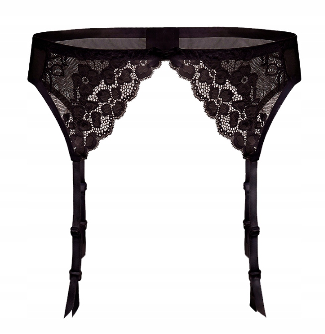 JULIMEX PAS DO POŃCZOCH KORONKOWY DAISY CZARNY L