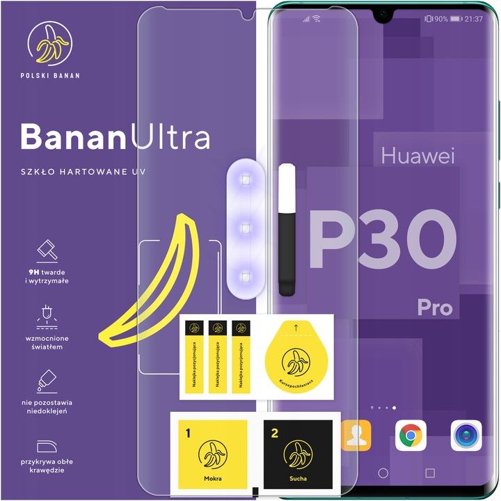 Szkło hartowane UV BananUltra na cały ekran do Huawei P30 Pro