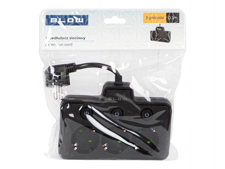 PRZEDŁUŻACZ ROZDZIELACZ ROZGAŁEŹNIK 3 GNIAZDA WŁĄCZNIK LISTWA 10CM