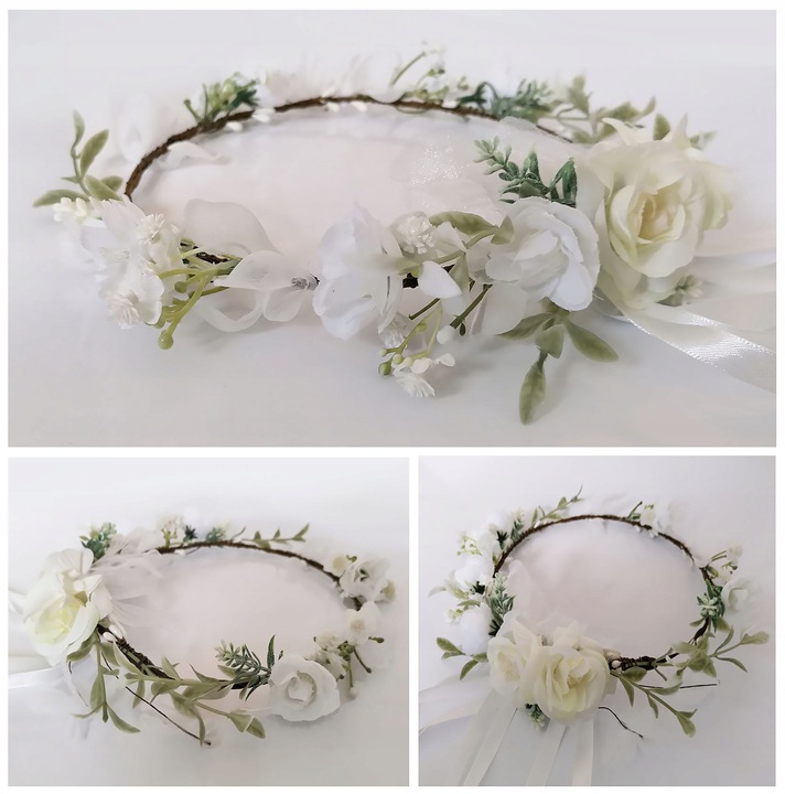 WIANEK NA KOMUNIĘ DEC54 komunijny dekoracja opaska biały głowę komunia