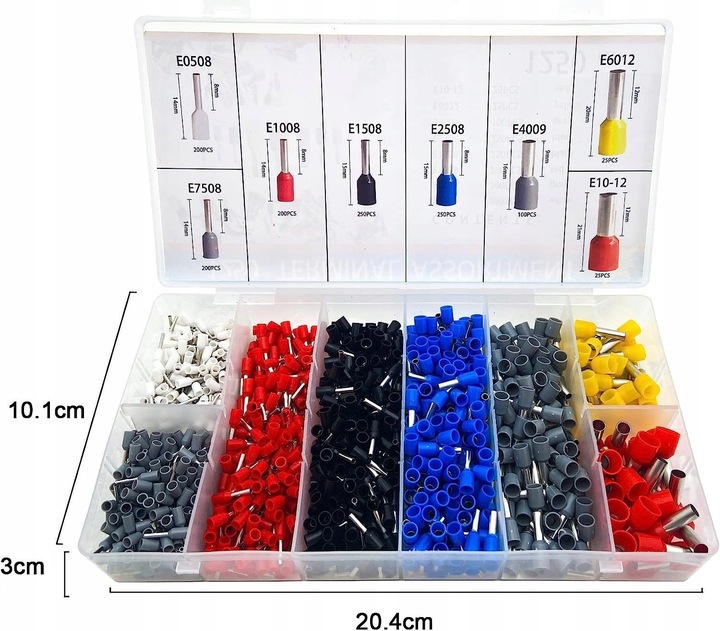 ZACISKARKA PRASKA SZCZYPCE DO KONEKTORÓW KOŃCÓWEK 1200 TULEJEK