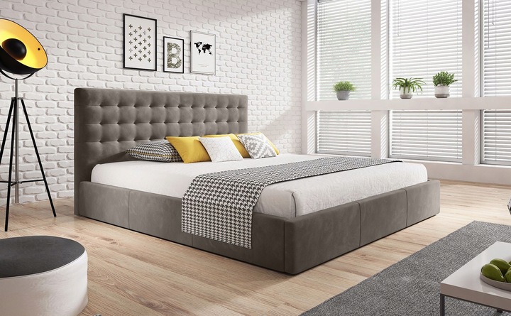 ŁOŻKO TAPICEROWANE VERO Z PODNOSZONYM STELAŻEM POJEMNIKIEM POŚCIEL 160x200