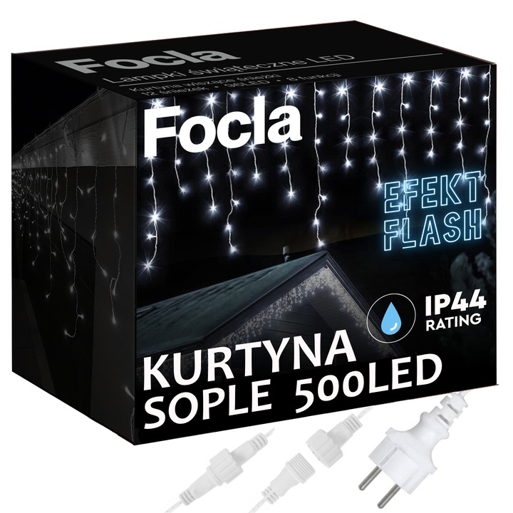 SOPLE 500LED LAMPKI ZEWNĘTRZNE IP44 ŚWIATŁO STAŁE + FLASH - BIAŁE ZIMNE