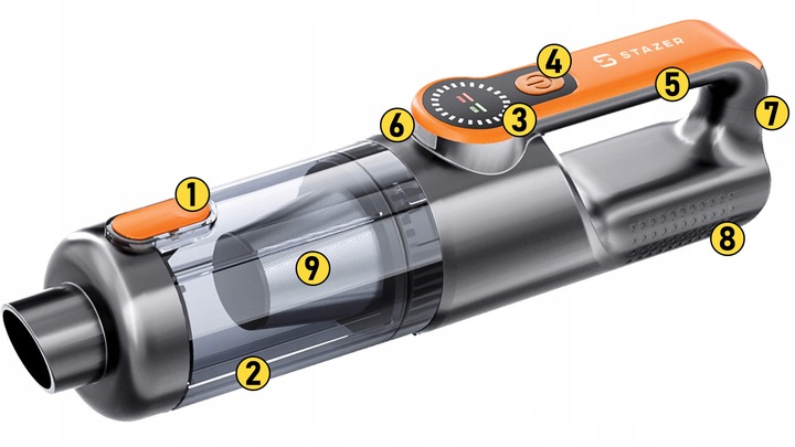 Odkurzacz samochodowy do auta ręczny cyklonowy bezprzewodowy USB 17