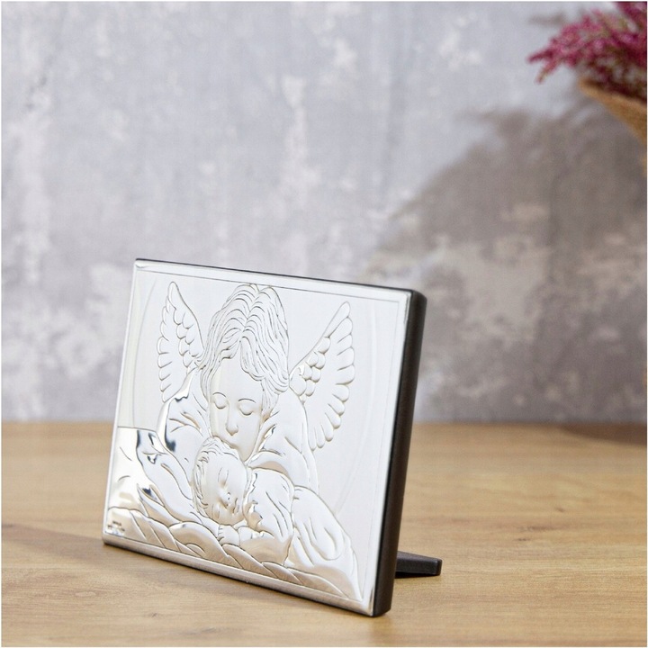 SREBRNY OBRAZEK PAMIĄTKA CHRZTU ŚWIĘTEGO ANIOŁEK