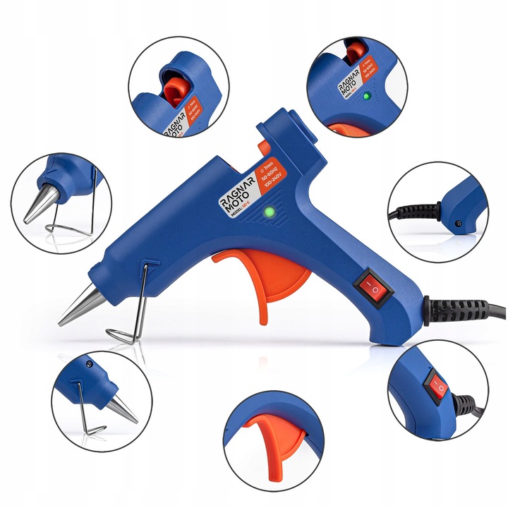 PISTOLET DO KLEJU NA GORĄCO DO KLEJENIA KLEJARKA 7mm +62 WKŁADY KLEJU