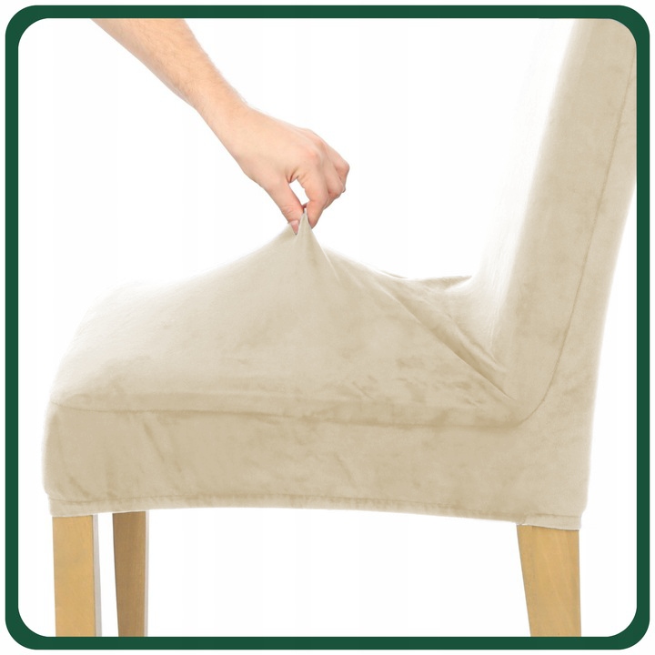 6 SZT POKROWIEC NA KRZESŁO Beż Kaszmirowy WELUR Elastyczny Gruby Pokrowce